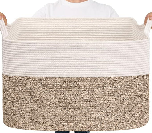 Goodpick Large Woven Blanket Basket 105L, Dirty Clothes, Extra Large Rectangle by Goodpick