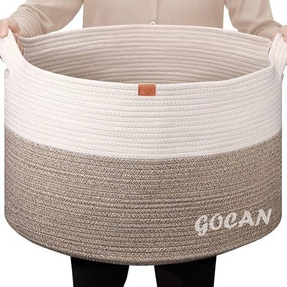 Extra Large Laundry Basket toy storage 22"X22"X14" blanket basket Cotton Rope by GOCAN