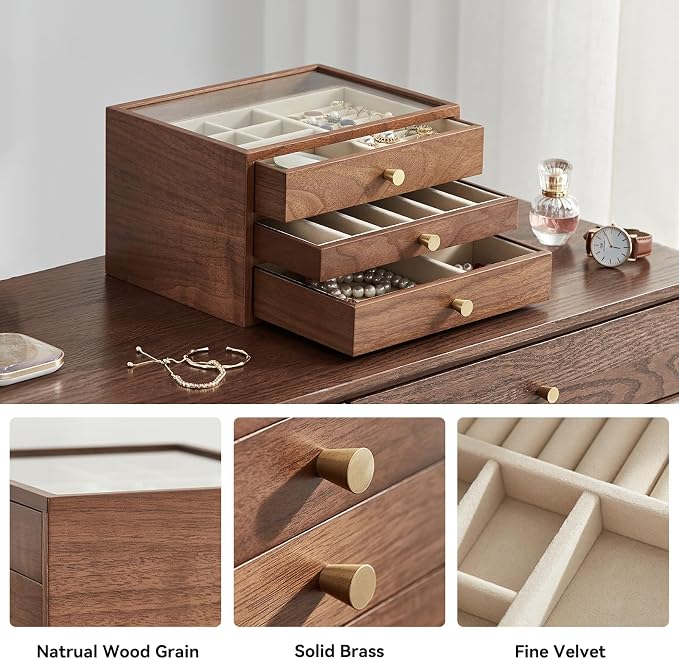 CHOSIN Black Walnut Wooden Jewelry Box - Image 4