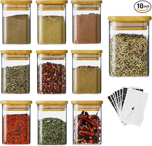 10Pcs 7oz Spice Jars Glass Container by HOMTOP