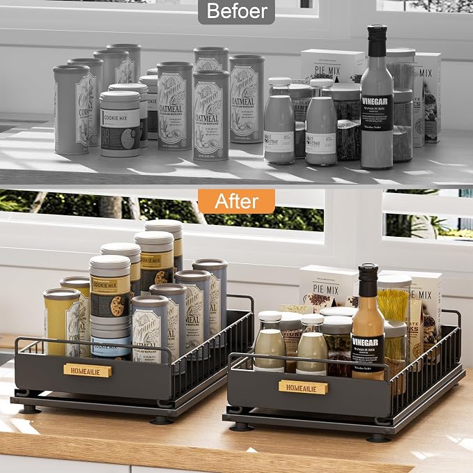 Under Sink Organizer, 2 Packs Under Sink Organizers and Storage, Slide Out Pull - Image 5