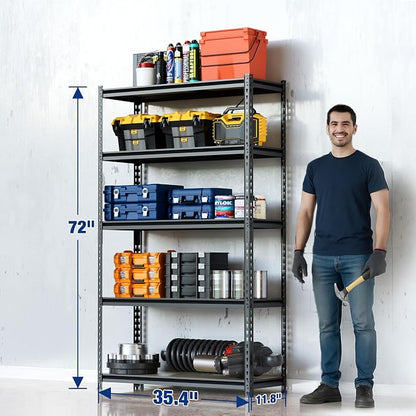 WORKPRO 5-Tier Storage Shelf, for Basement, 35.4”Wx11.8”Dx72”H - Image 2