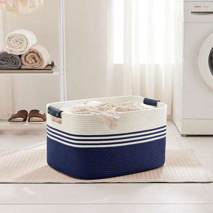 72L Large Laundry Basket with Leather Handles - Image 3