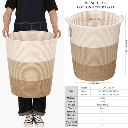 Sea Team Large Size Cotton Rope Woven Storage Basket - Image 6