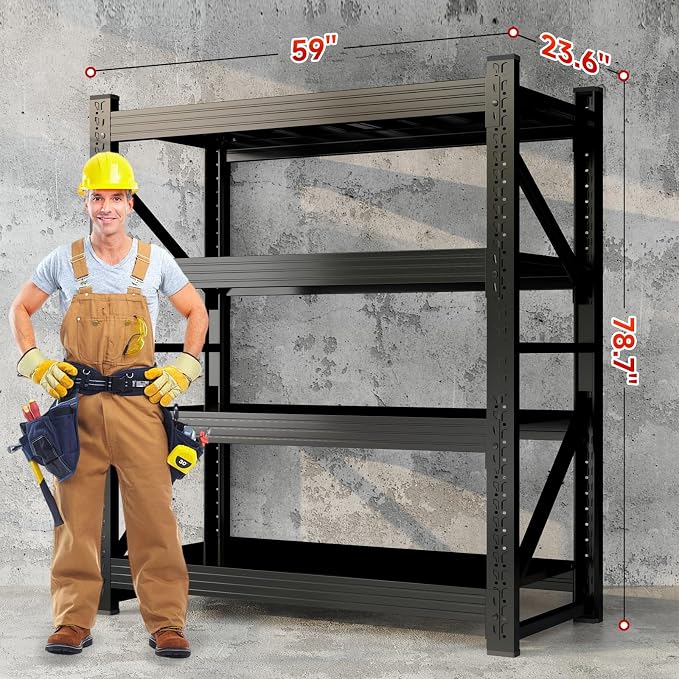5000LBS Storage Shelves, 4 Tier Metal Garage Shelves Industrial Shelving - Image 3