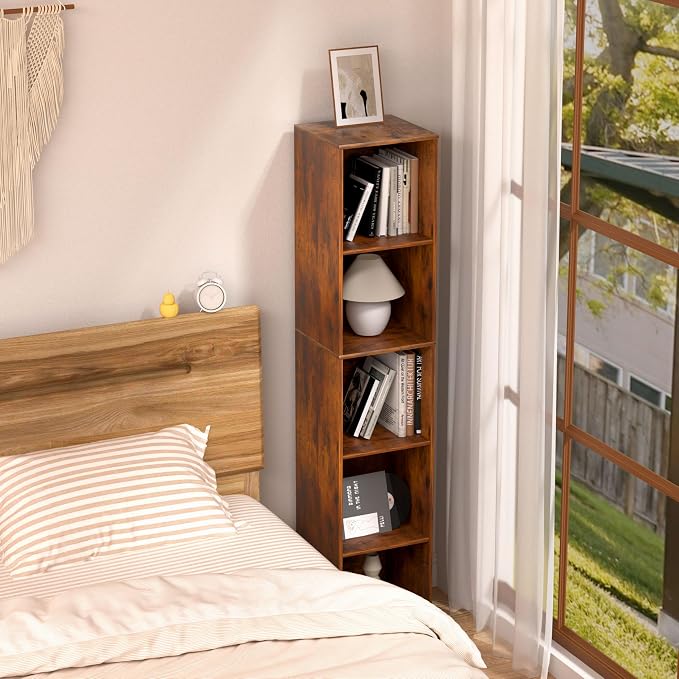 5 Cube Storage Organizer, 5 Tier Vertical Cube Bookcase Freestanding Storage - Image 2