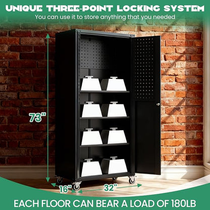 Rolling Tool Cabinet with Pegboard, Tool Room, Assembly Required - Image 3