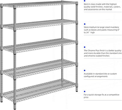 2200 Lbs 5 Tier Storage Rack Metal Wire Shelving Unit, Storage Standing Shelf - Image 7