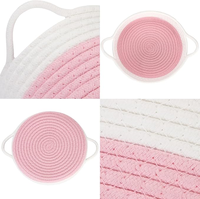 Sea Team 2-Pack Cotton Rope Baskets, 10 x 3 Inches Small Woven Storage Basket - Image 4