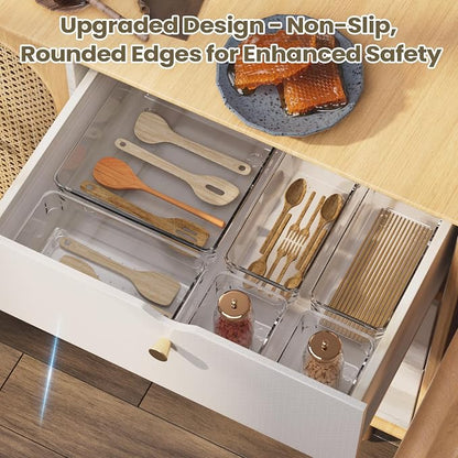 10 PCS Clear Plastic Drawer Organizer Set, 4 Sizes Acrylic Drawer Storage Trays - Image 7
