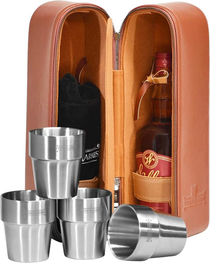 POUR & GARNISH Bourbon, Whiskey & Wine Double Bottle Travel Bag – Vegan Leather - Image 7