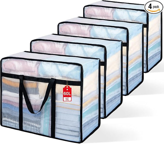 4 Pack Clear Blanket Storage Bags by Besslly