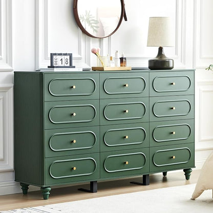 12 Drawer Fluted Dresser for Bedroom, Mid Century Modern Chest of Drawers by ORRD
