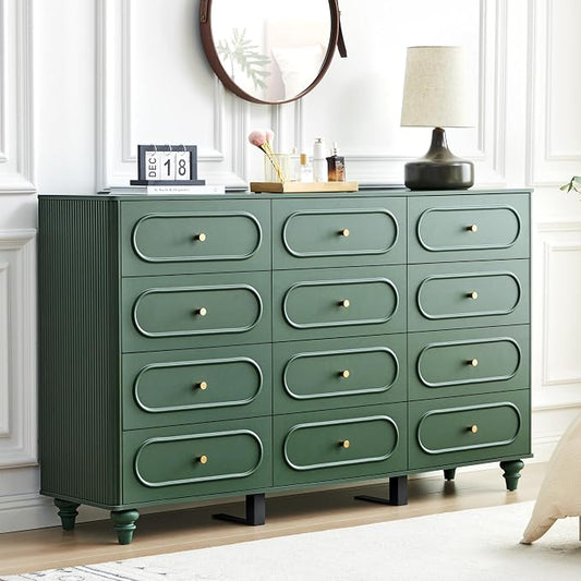 12 Drawer Fluted Dresser for Bedroom, Mid Century Modern Chest of Drawers by ORRD