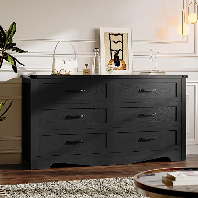 6-Drawer Dresser for Bedroom, Modern Wooden Chest of Drawers by BORNOON