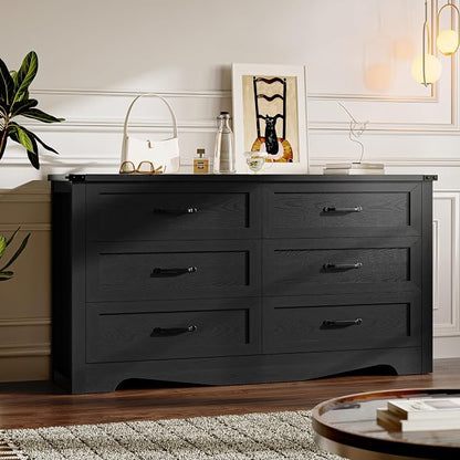 6-Drawer Dresser for Bedroom, Modern Wooden Chest of Drawers by BORNOON