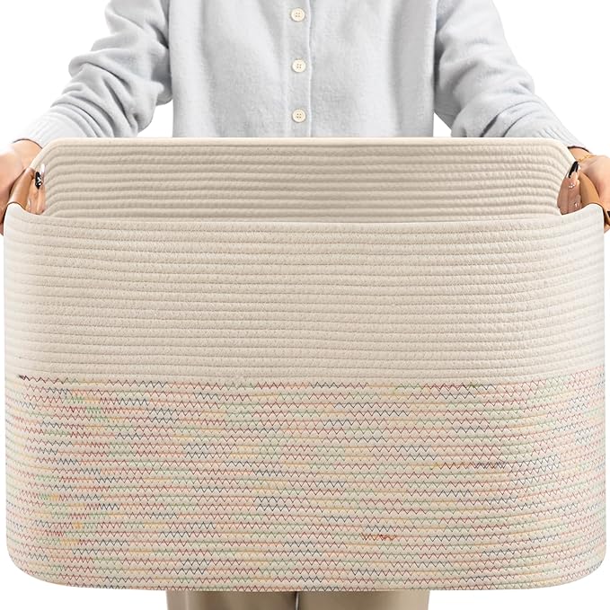 danpinera 108L Large Basket for Living Room, Boho Decorative Basket Organizing by danpinera