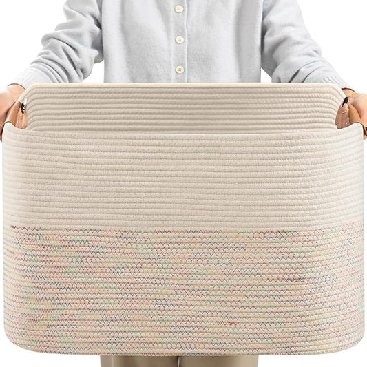danpinera 108L Large Basket for Living Room, Boho Decorative Basket Organizing by danpinera