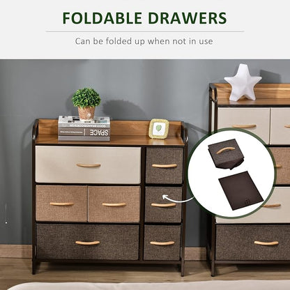 HOMCOM 7-Drawer Dresser, Fabric Chest of Drawers, 3-Tier Storage Organizer - Image 5