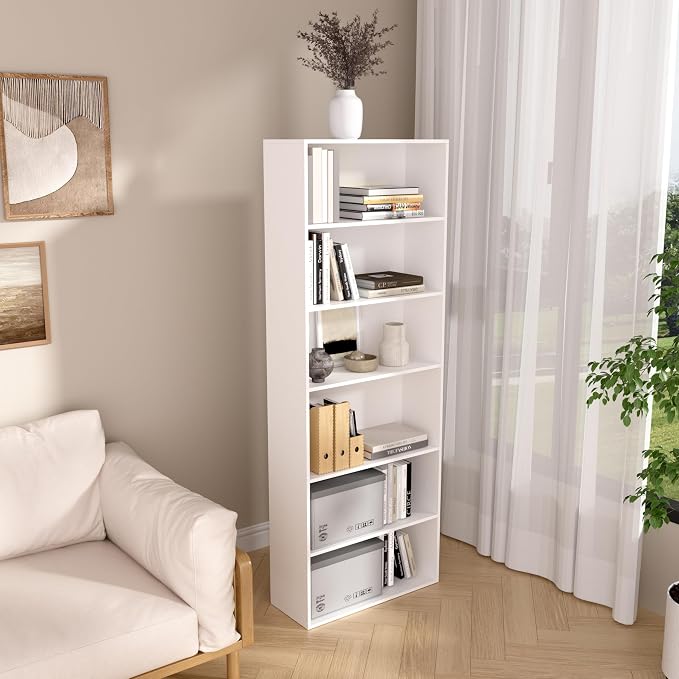 6 Tier Book Shelf，Wooden 6 Cube Storage Organizer, 6 Tier Low Bookcase Storage - Image 2