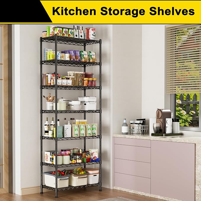 GIOTORENT 7-Wire Garage Shelving Storage Shelves, Kitchen Storage Adjustable - Image 3