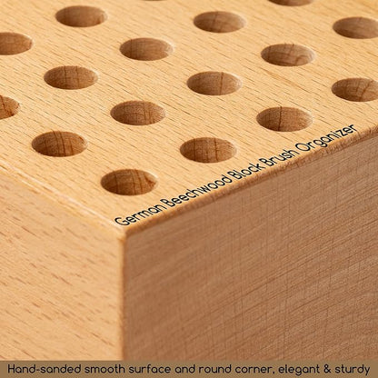 MEEDEN 2Pcs Beechwood Pencil and Brush Holders: 36 Holes Paint Brush Storage - Image 3