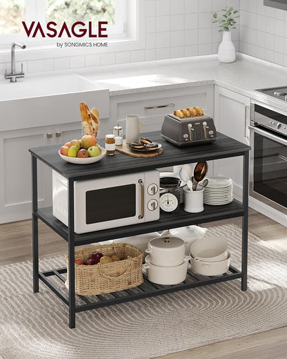 VASAGLE Kitchen Island with 3 Shelves, 47.2 Inches Width Kitchen Shelf with - Image 2