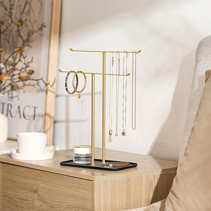 pickpiff Necklace Holder Jewelry Organizer Stand – 2‑Tier T‑Bar Jewelry Display - Image 4