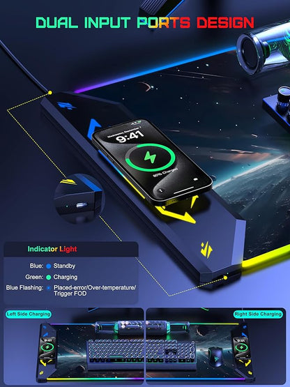 TopMade Wireless Charging Mouse Pad, RGB Gaming Mousepad, 35.4" x 15.8" Extra - Image 3