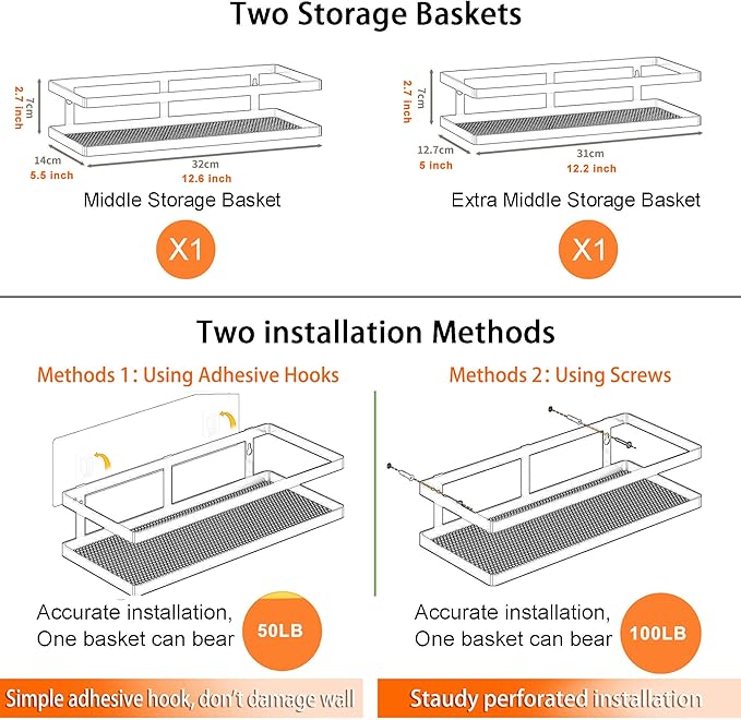 PUSDON Hanging Storage Baskets Organizer Wall Mount, Metal Wire Storage Bin Rack - Image 5