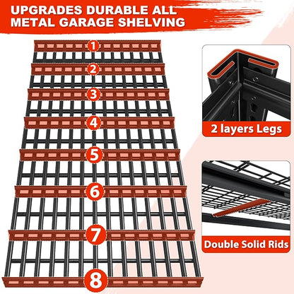 REIBII 55.2'' W x 78.2'' H x 26'' D, 5-Tier Metal Garage Shelving Units - Image 5