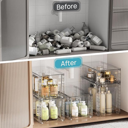 Vtopmart 3 Pack Clear Stackable Storage Drawers, Plastic Drawers - Image 5