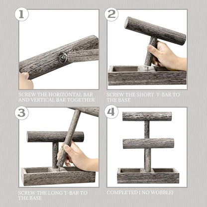 LadyRosian 2 Tier Wooden Display Jewelry Accessory Stand Jewelry Bracelet - Image 8
