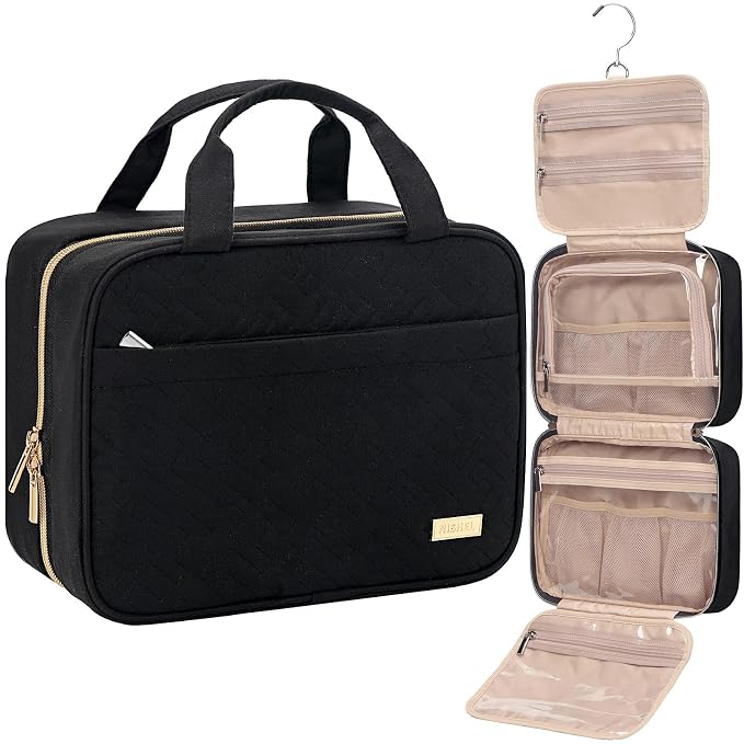 NISHEL Travel Toiletry Bag for women, Portable Hanging Organizer for by NISHEL