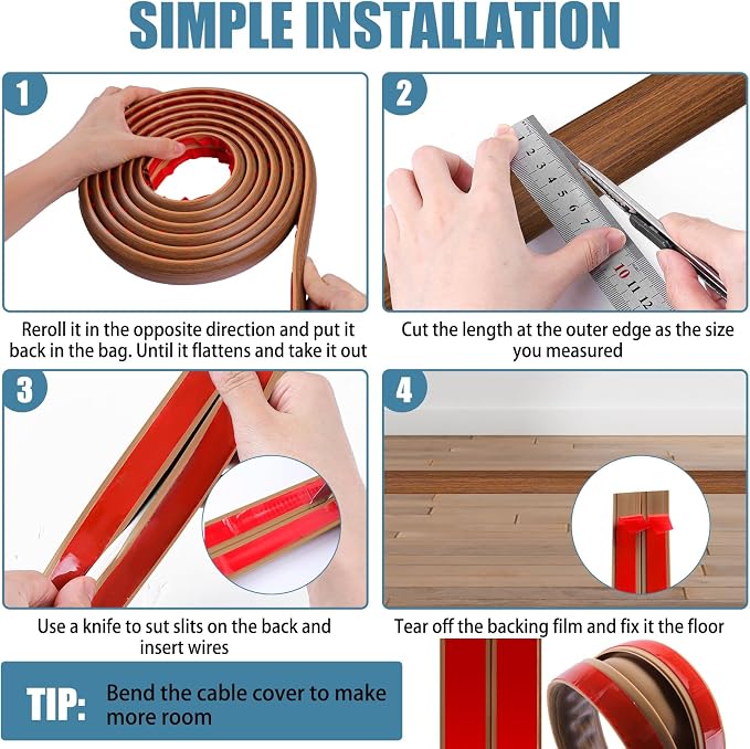 Floor Cord Covers for Wires 10FT Cable Hider Wire Cover Self Adhesive Cord - Image 5