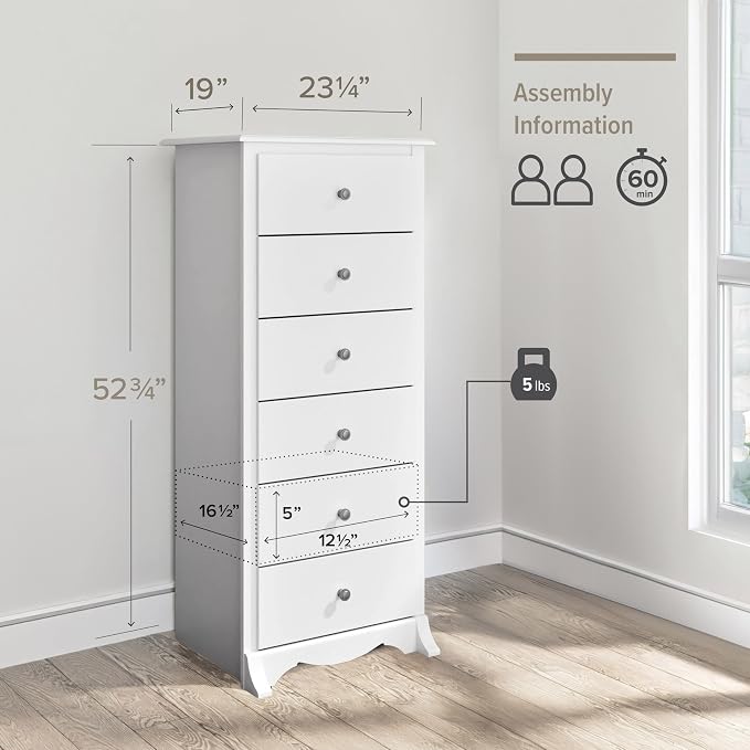 Prepac Sonoma 6 Drawer Dresser for Bedroom, Tall Chest of Drawers, Bedroom - Image 3