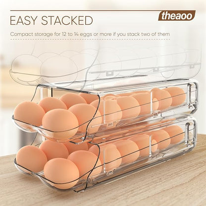 theaoo Egg Holder for Fridge, Automatic Rolling Egg Container for Refrigerator - Image 5