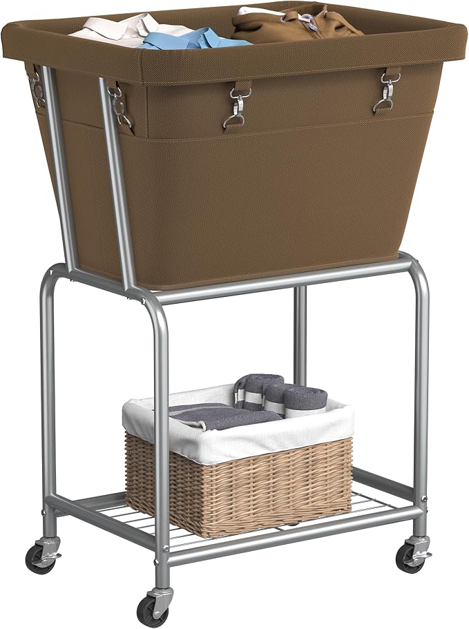 ELYKEN Laundry Cart with Wheels, Rolling Laundry Hamper with Removable Bag and by ELYKEN