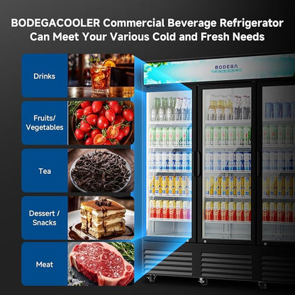 BODEGACOOLER Commercial Merchandiser Refrigerator, 3 Glass Door Commercial - Image 5