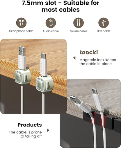6 Pack Magnetic Cable Clips – Cord Organizer & Holder, Toocki Adhesive Cable - Image 9