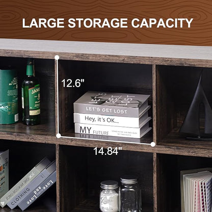 8 Cube Storage Organizer Bookshelf, Industrial Horizontal Bookcase, Accent - Image 4