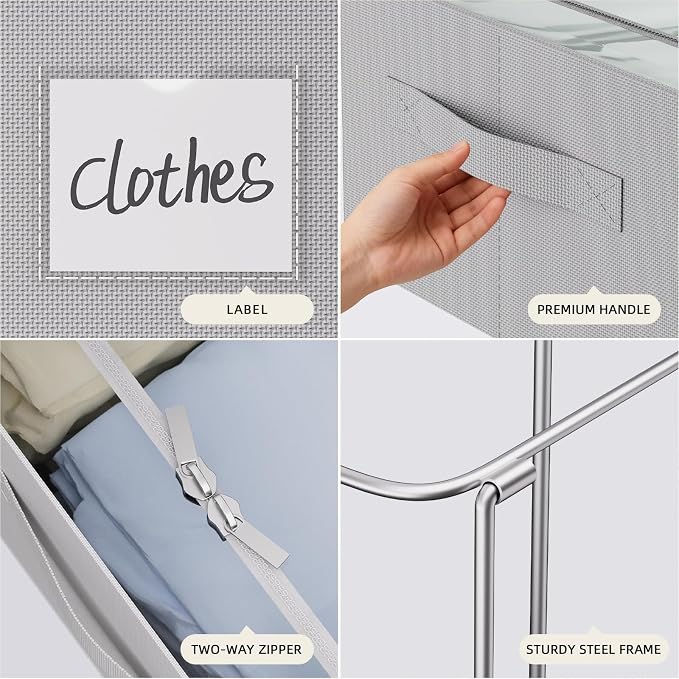 CYhom Under Bed Storage Bins Frame Storage Box Oxford Fabric Sturdy Underbed - Image 4
