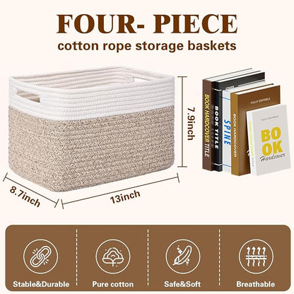 Storage Baskets for Organizing, 4 Pack Storage Baskets for Shelves, Woven - Image 3
