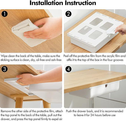 Poeland Under Desk Drawer Self-Stick Storage Organizer - Image 8