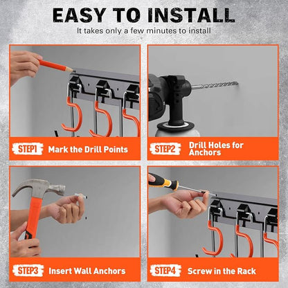 ELEAD 68'' All Metal Adjustable Garden Tool Organizer: Garage Tool Organizer - Image 5