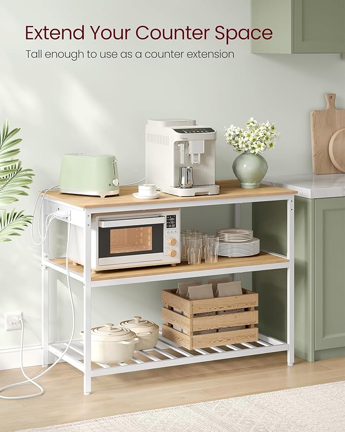 VASAGLE Kitchen Island with 3 Shelves, Kitchen Shelf with Power Strip, 23.6 x - Image 4
