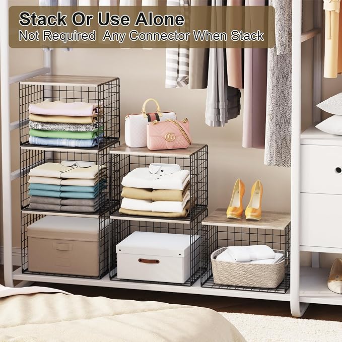 4PCS Wider Closet Organizers and Storage, Stackable Closet Shelf Organizer - Image 5