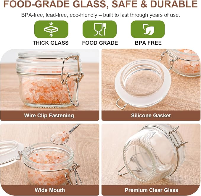 6 Pack Spice Jars, 4 oz Glass Containers - Image 4