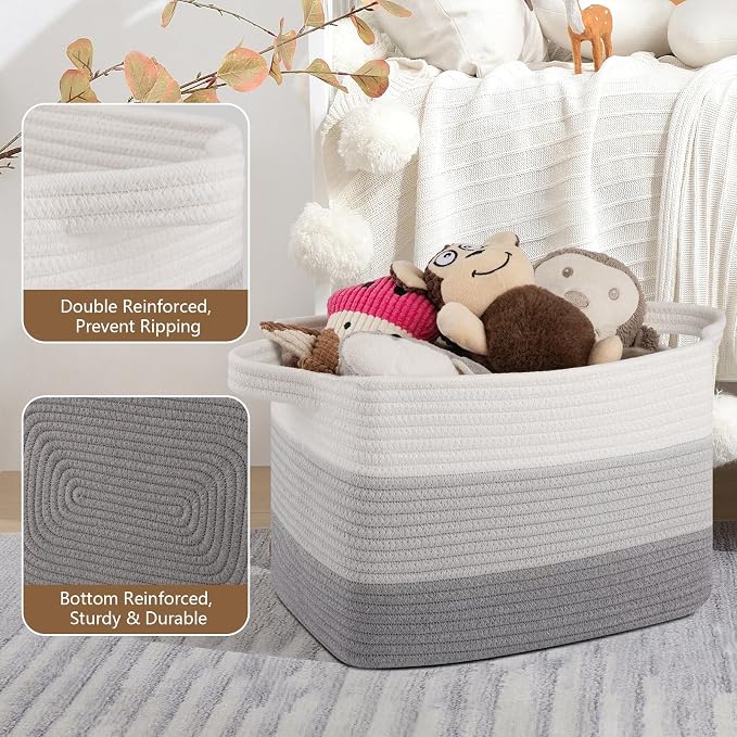 Storage Basket for Organizing, Woven Baskets for Storage, Rectangle Decorative - Image 5