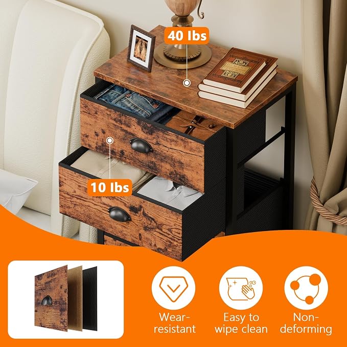 Furnulem Tall Dresser with 6 Drawers, Vertical End Table and Nightstand - Image 8